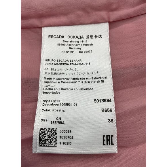 Escada Dascalopa Scalloped Pink Wool Sleeveless Lined Midi Dress 38 or US 8 - Picture 10 of 11